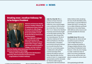 Alumni news page from 2020 issue