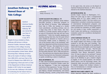 Alumni news page from 2015 issue